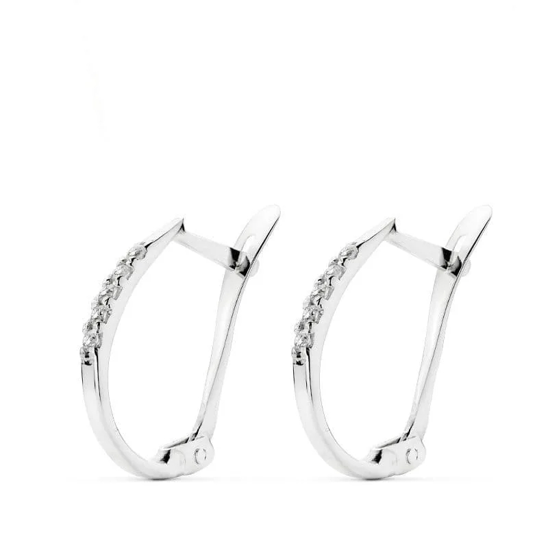 18K PENDIENTES ORO BLANCO 1.5 MM GROSOR 17X9 MM CIERRE CATALAN