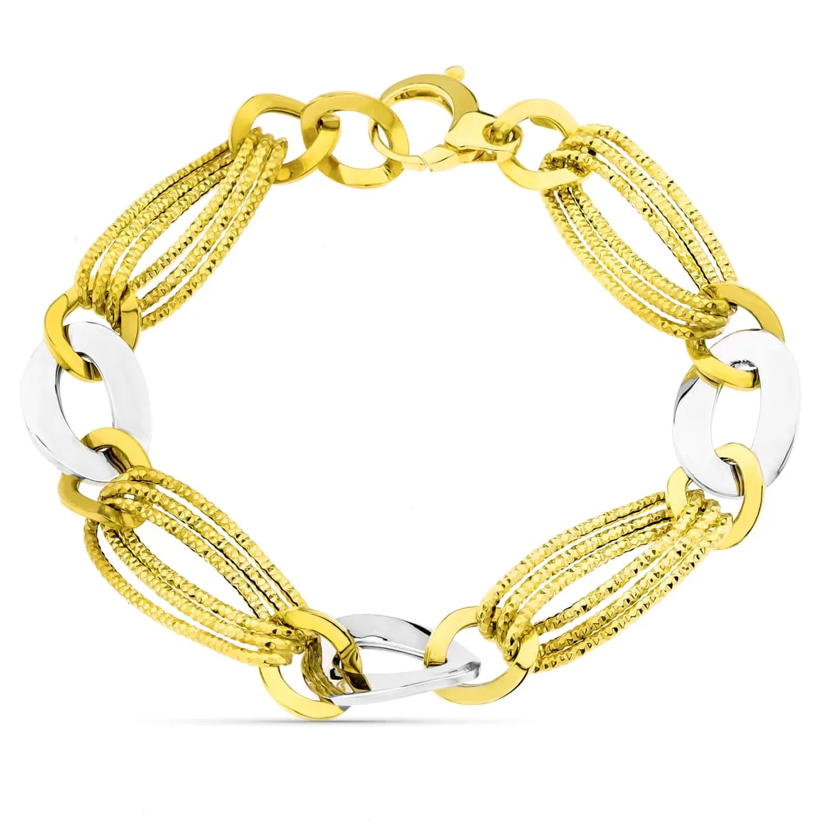 18K PULSERA BICOLOR ESLABONES