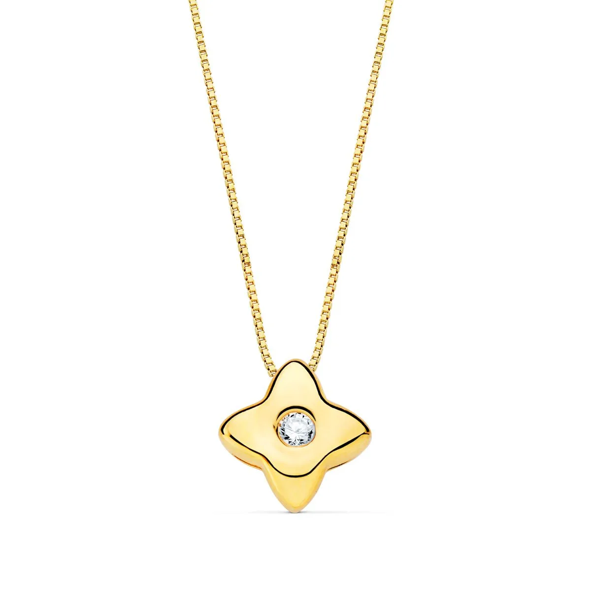 18K GARGANTILLA ORO AMARILLO ESTRELLA 5X5MM DIAMANTE LABORATORIO 0,015 QT. G-VS2. CADENA 42CM