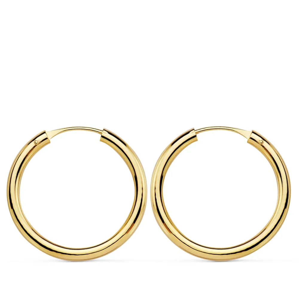 18K AROS ORO AMARILLO REDONDOS LISOS LIGEROS 20X2 MM