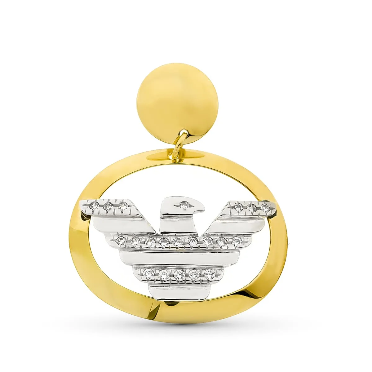 18K COLGANTE ORO BICOLOR OVAL CON AGUILA 26X32 MM