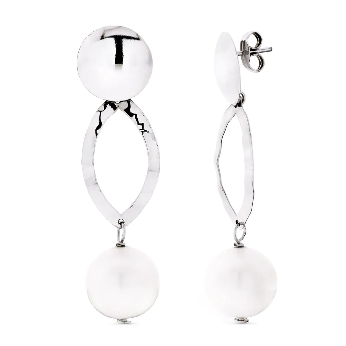 18K PENDIENTES ORO BLANCO PERLA CULTIVADAS CIERRE PRESION