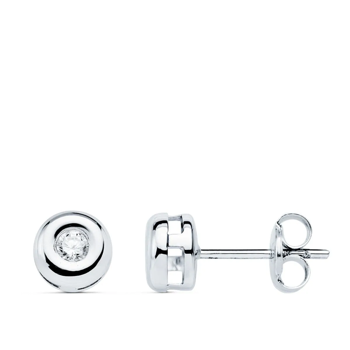 18K PENDIENTES CHATON ORO BLANCO DIAMANTES LABORATORIO 0,140 QTS VS2-G. MEDIDA: 5,5 X 5,5 MM. CIERRE PRESION