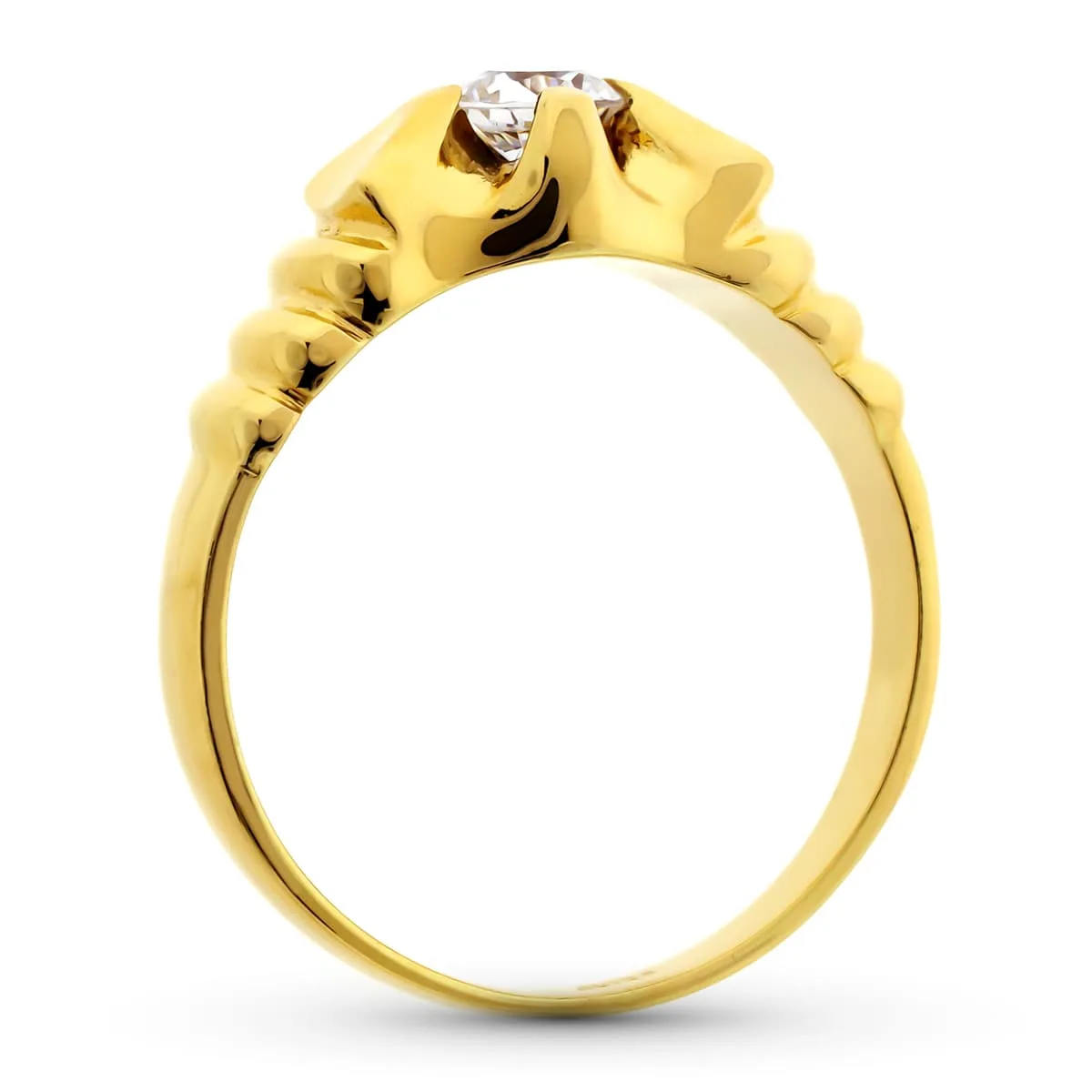 18K SOLITARIO ORO AMARILLO MACIZO CIRCONITA 4 MM. ANCHO 7,5MM — vista 2