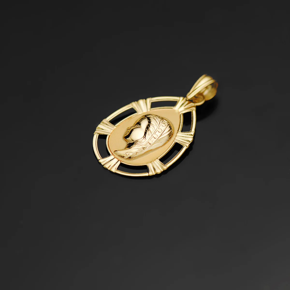 18K MEDALLA ORO AMARILLO VIRGEN NIÑA LAGRIMA 23X15 MM — vista 2