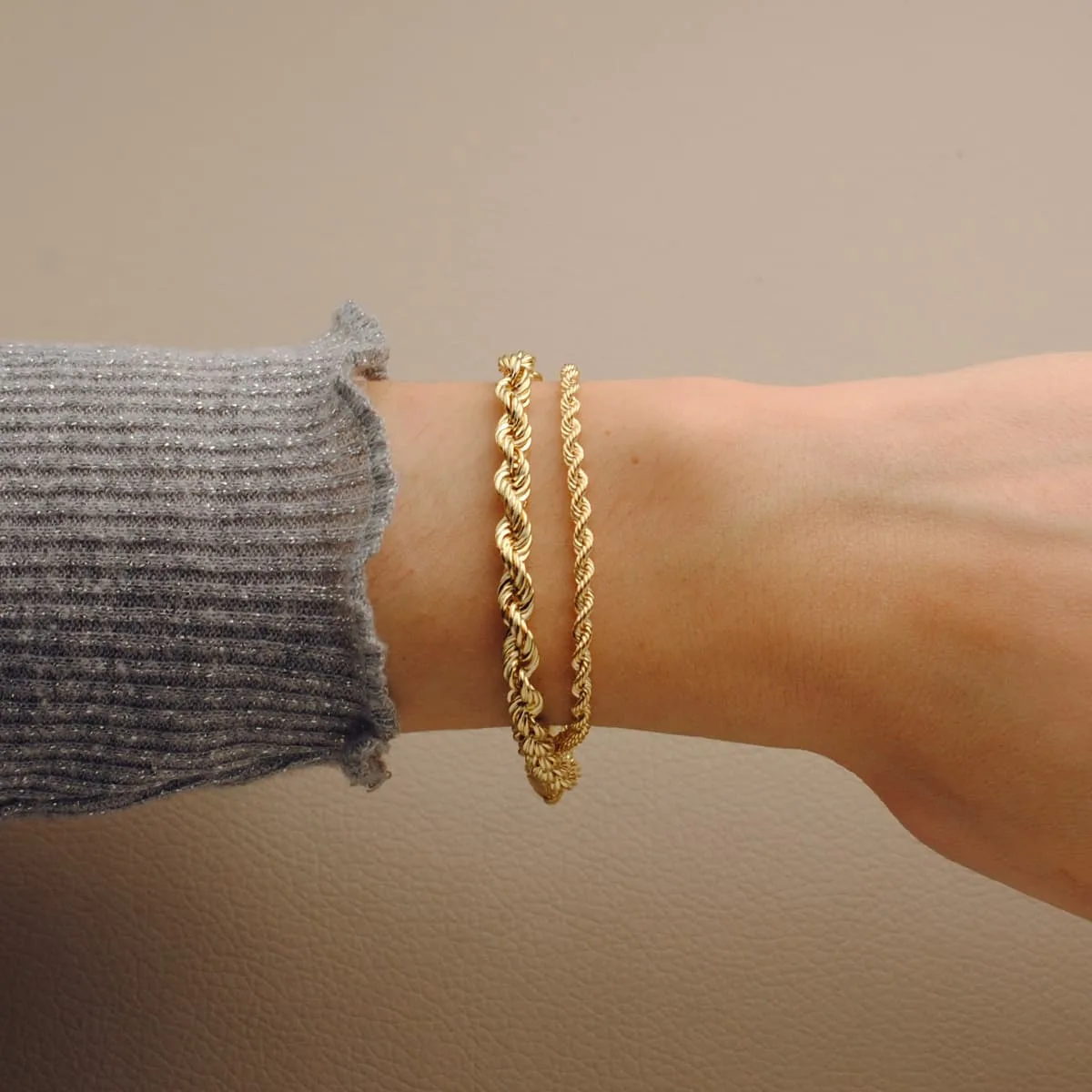 18K PULSERA ORO AMARILLO CORDON SALOMONICO. ANCHO 2,7 MM LARGO 19CM — vista 2