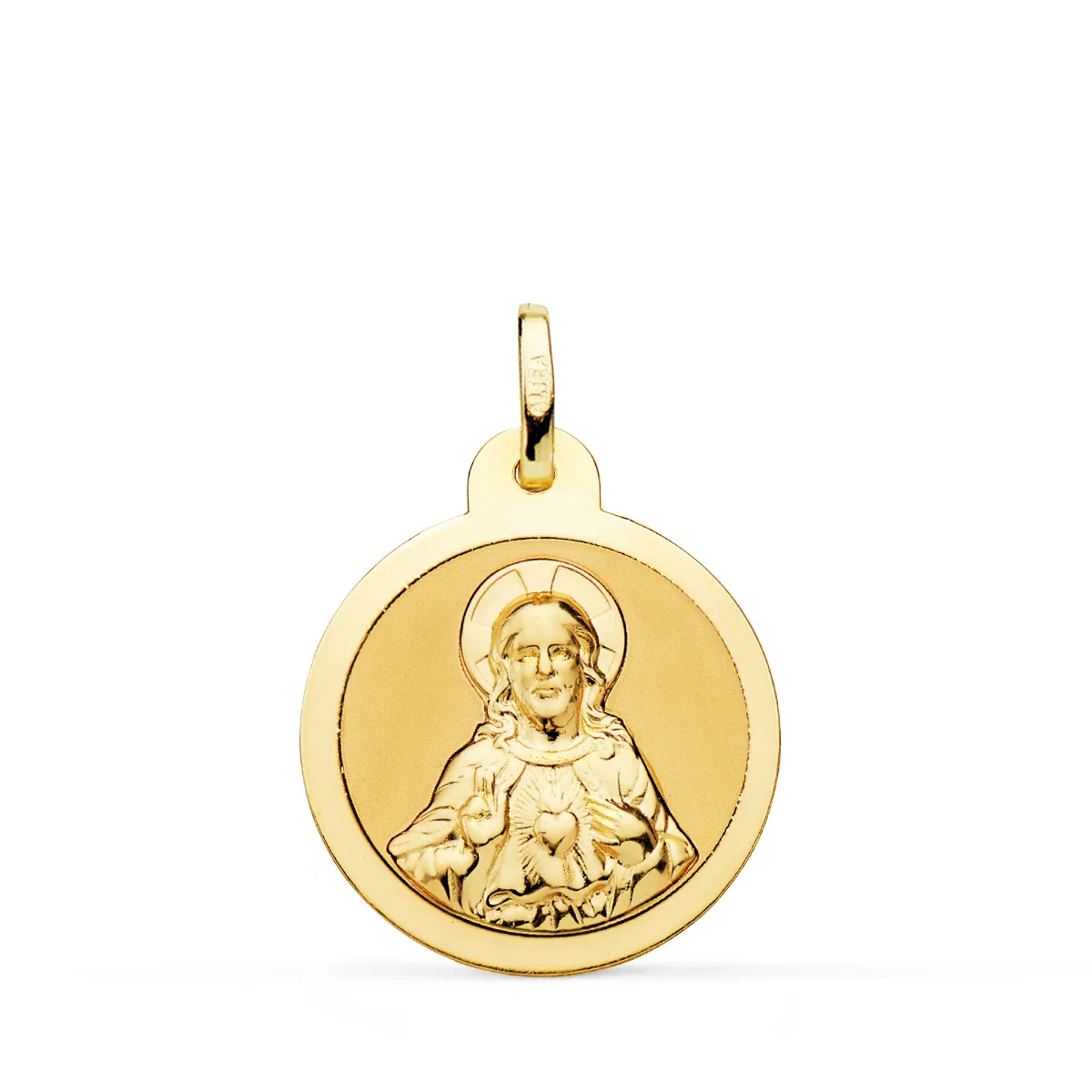 18K ESCAPULARIO ORO AMARILLO VIRGEN DEL CARMEN Y CORAZON DE JESUS EN BRILLO 20 MM — vista 3