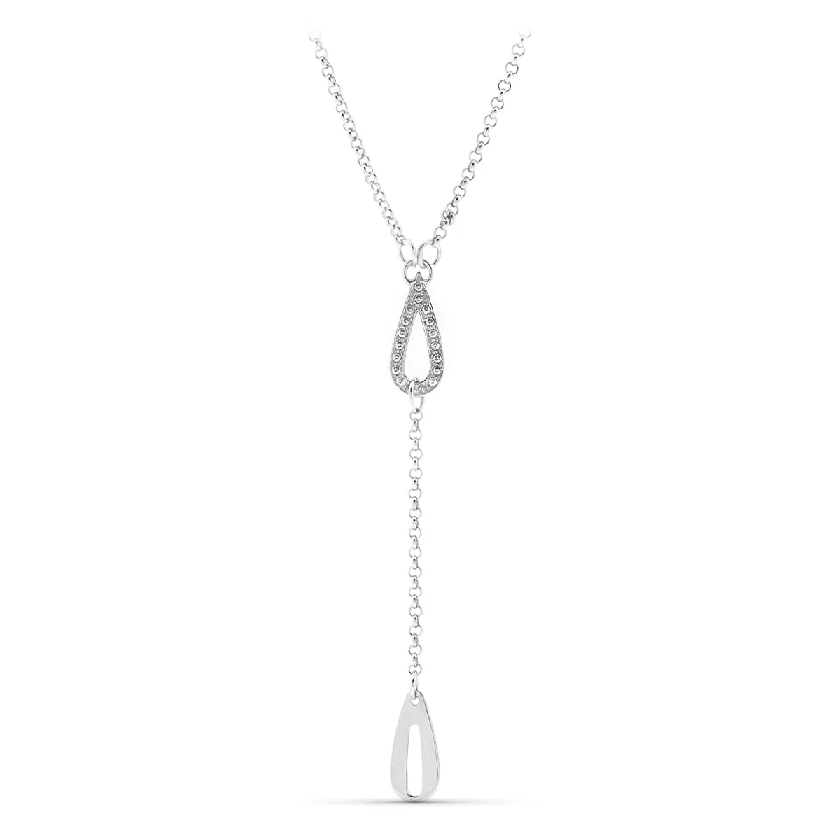 18K GARGANTILLA ORO BLANCO GOTA CON CIRCONITAS