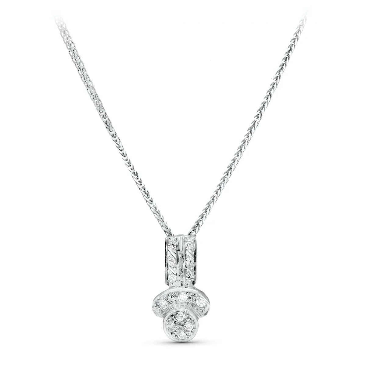 18K GARGANTILLA ORO BLANCO JUEGO NOVIA CIRCONITA 45CM CENTRO 16X8 MM
