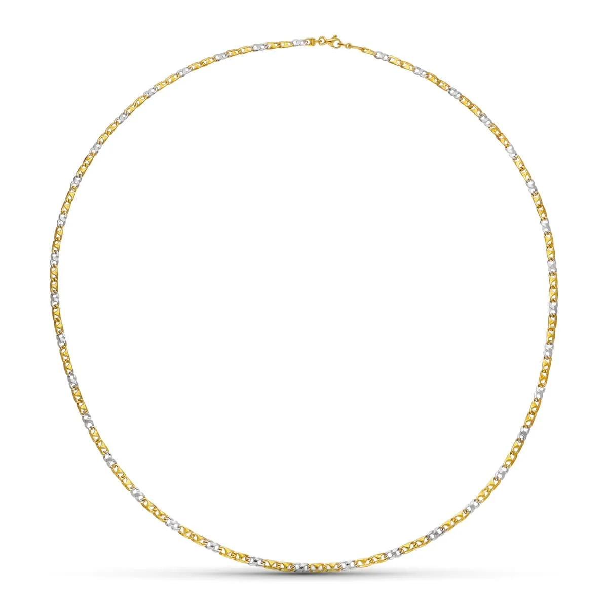 18K CADENA ORO BICOLOR MACIZA ESLABONES 45CM
