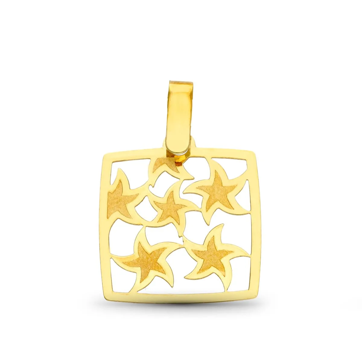 18K COLGANTE ORO AMARILLO LASER MATE Y BRILLO CUADRADO