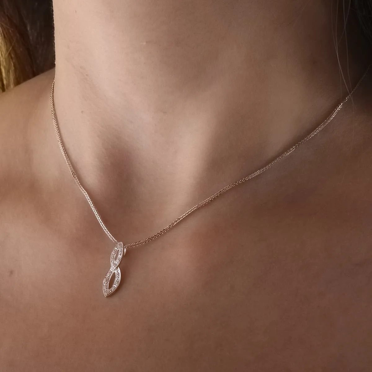 18K GARGANTILLA ORO BLANCO 45CM JUEGO NOVIA MOTIVO 20X9 MM CIRCONITAS — vista 2