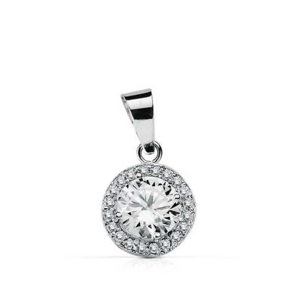 18K COLGANTE ORO BLANCO REDONDO CIRCONITA 9 MM