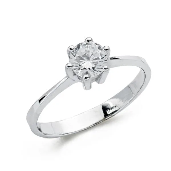 18K SOLITARIO ORO BLANCO CIRCONITA 5.5 MM