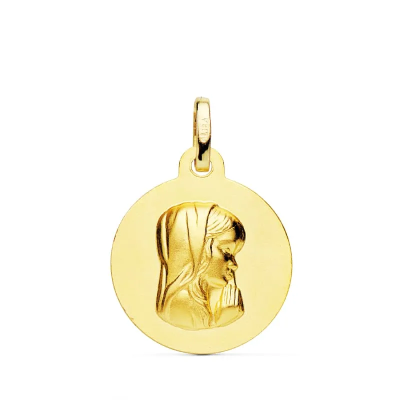 18K MEDALLA ORO AMARILLO VIRGEN NIÑA MATIZADA 16 MM