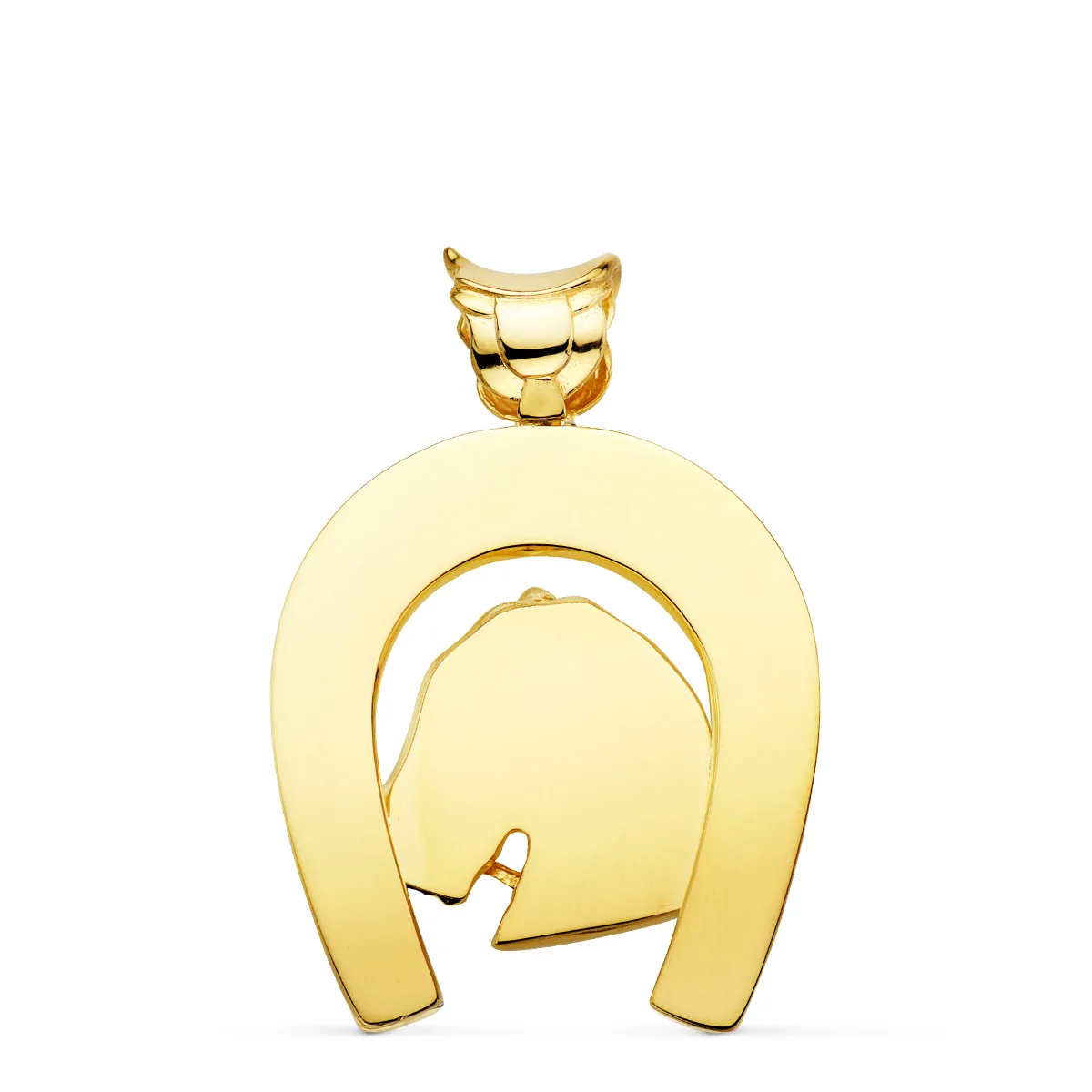 18K COLGANTE ORO AMARILLO HERRADURA CON CABALLO 44X39 MM — vista 2