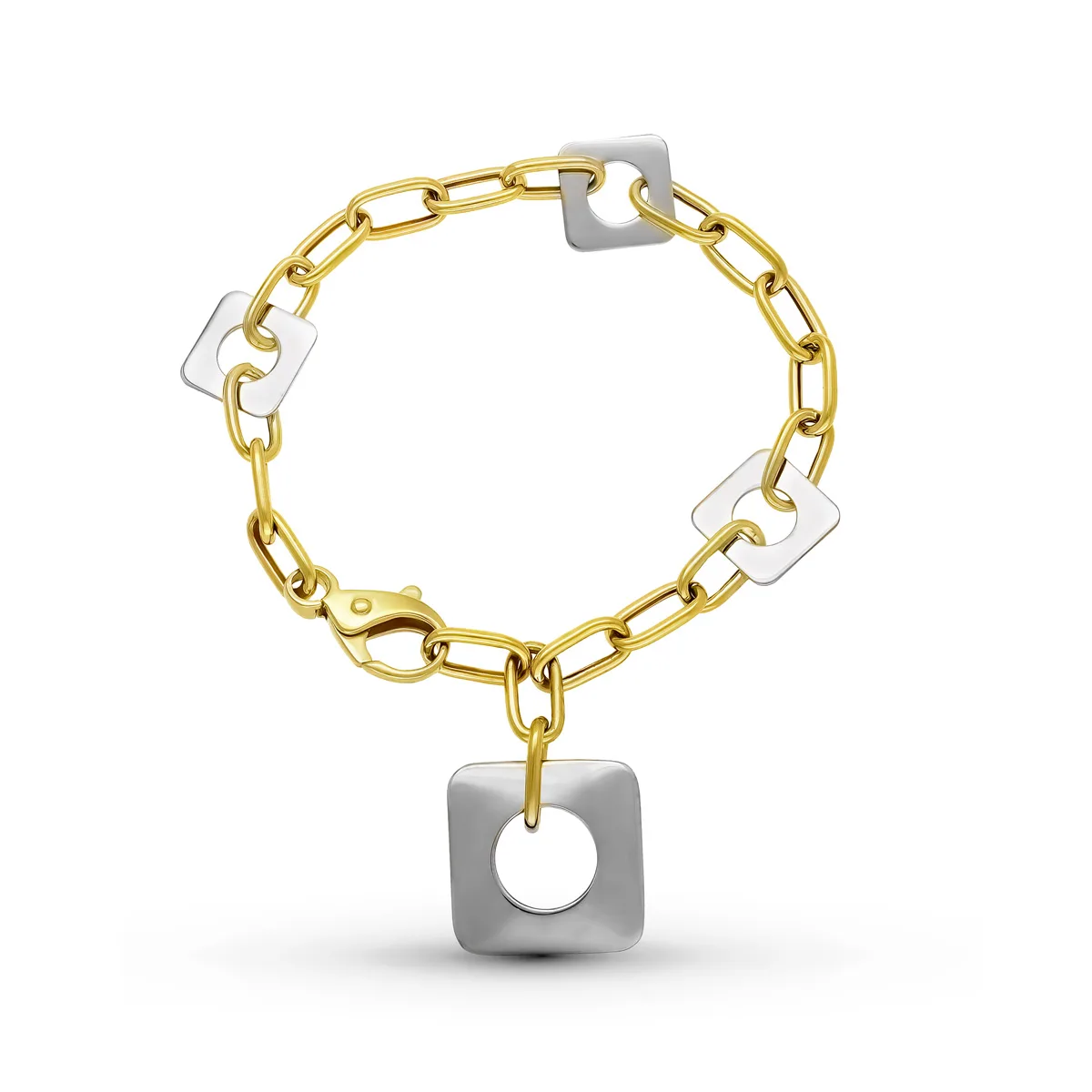 18K PULSERA ORO BICOLOR CON MOTIVOS