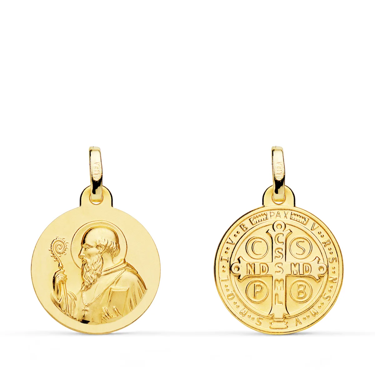 9K ESCAPULARIO ORO AMARILLO SAN BENITO MONJE 16 MM 1.20G