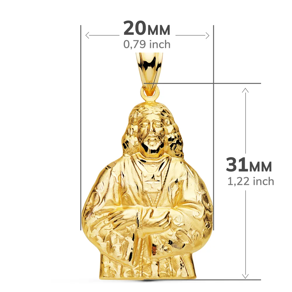 18K COLGANTE MEDALLA  SILUETA CRISTO MEDINACELLI ORO AMARILLO 31X20 MM — vista 2