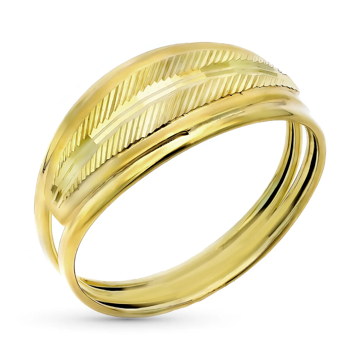 9K SORTIJA ORO AMARILLO MOTIVO TALLADO. ANCHO: 7,5 MM