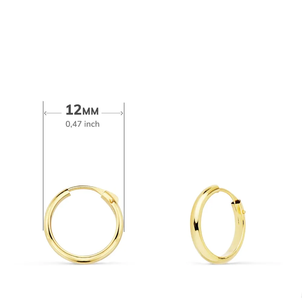 18K AROS ORO AMARILLO MEDIA CAÑA LISOS LIGEROS. 12X2 MM — vista 2