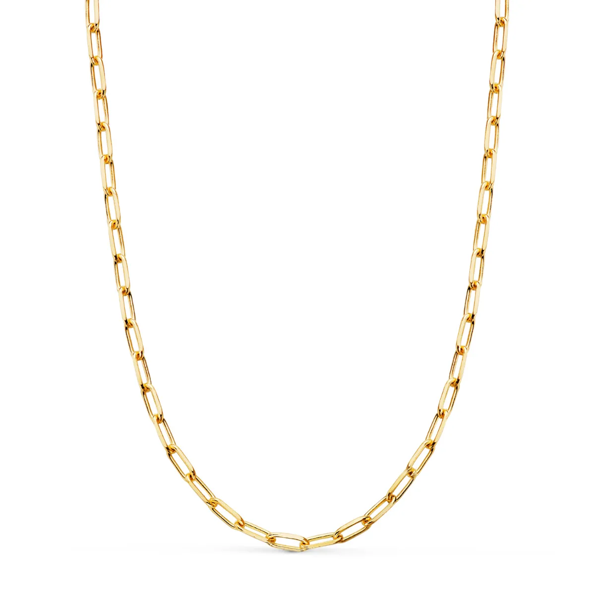 18K CADENA ORO AMARILLO FORZADA MACIZA ESLABON ALARGADO. ESLABON: 8 X 3MM. LARGO: 50CM