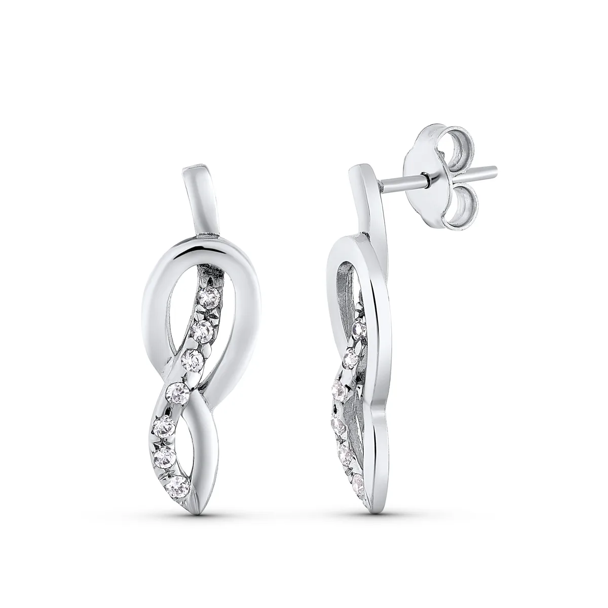 18K PENDIENTES ORO BLANCO CIRCONITA 23X7 MM CIERRE PRESION
