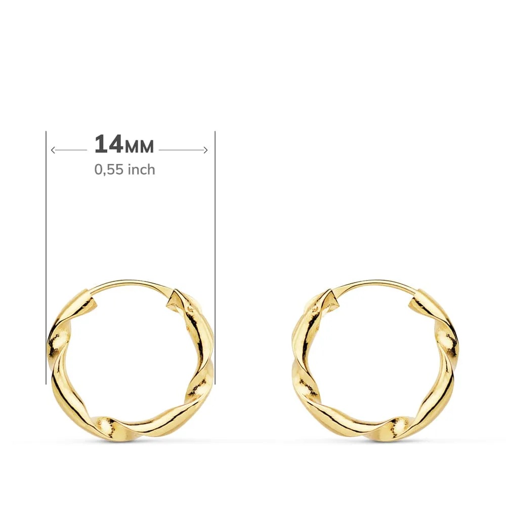 18K AROS ORO AMARILLO HUECOS RETORCIDOS. 14X2 MM — vista 2