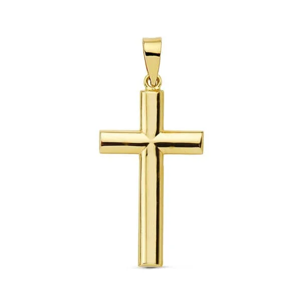 9K CRUZ ORO AMARILLO LISA PALO OVAL. 25X15 MM