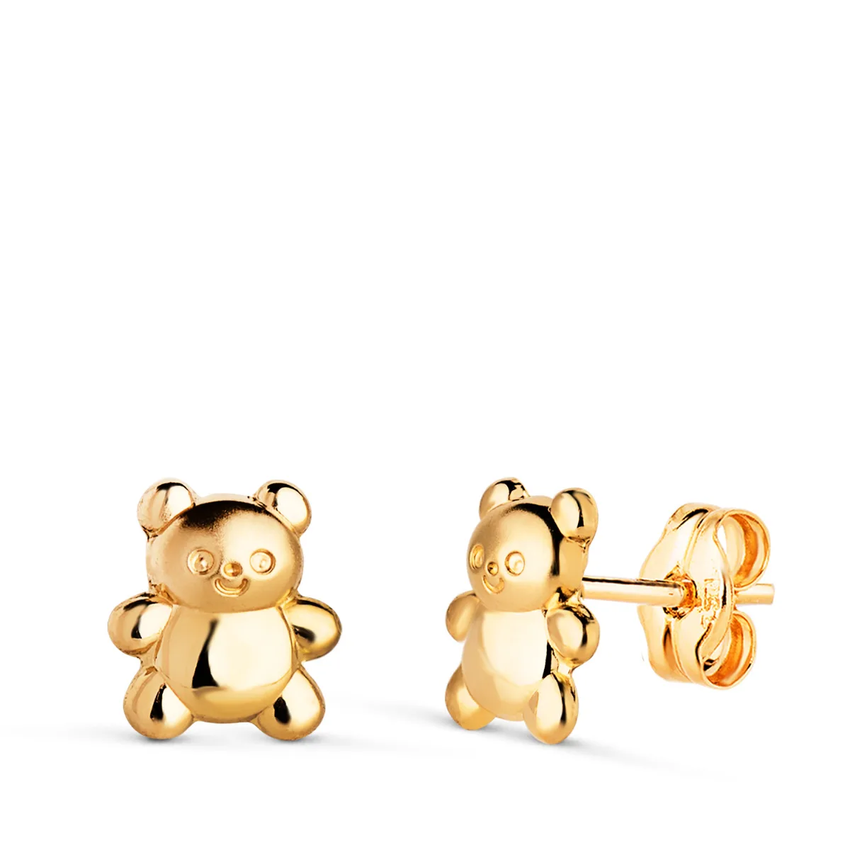 18K PENDIENTES ORO AMARILLO OSOS MATE Y BRILLO. MEDIDA: 7 X 6 MM. CIERRE PRESION
