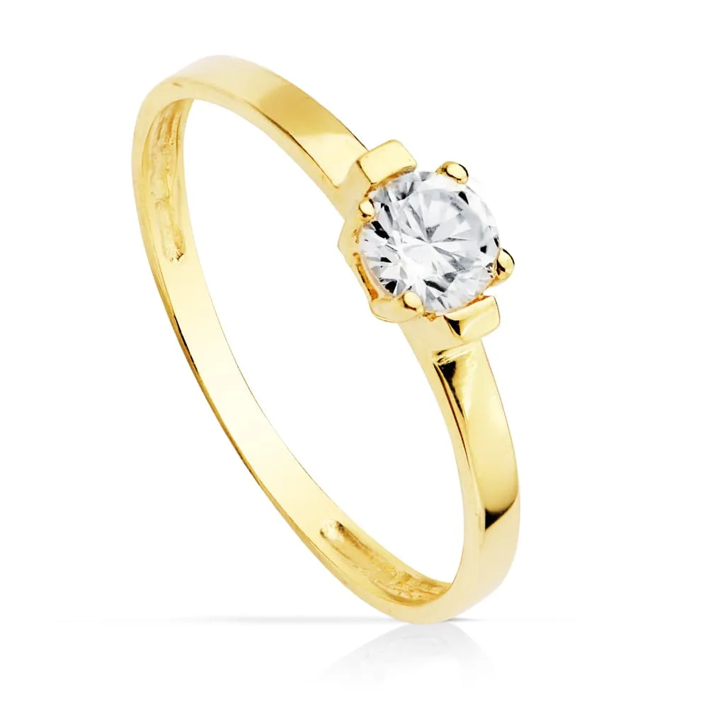 18K SOLITARIO ORO AMARILLO PIEDRA 4X4 MM
