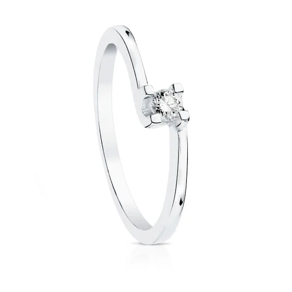 18K SOLITARIO DIAMANTE NATURAL TALLA BRILLANTE ORO BLANCO 0.100 QTS. SI-H