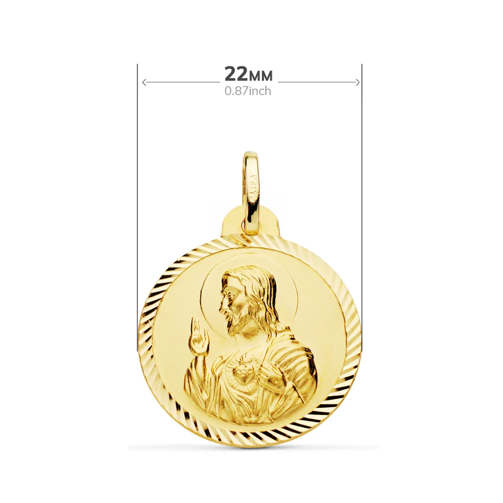 18K ESCAPULARIO ORO AMARILLO HELICE VIRGEN DEL CARMEN Y CORAZON DE JESUS. 22 MM — vista 2
