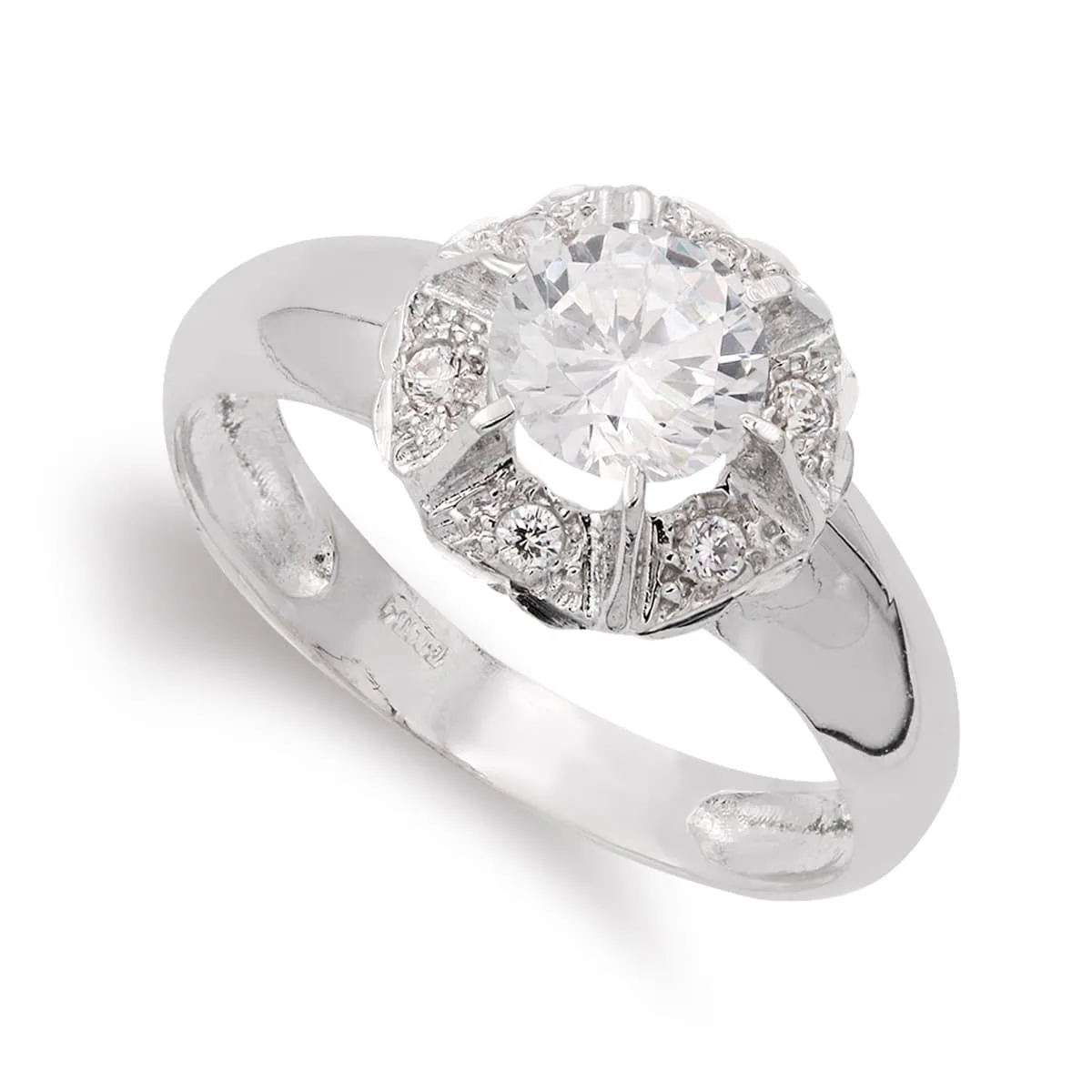 18K SORTIJA ORO BLANCO CON CIRCONITA Y GARRAS. ANCHO: 11 MM