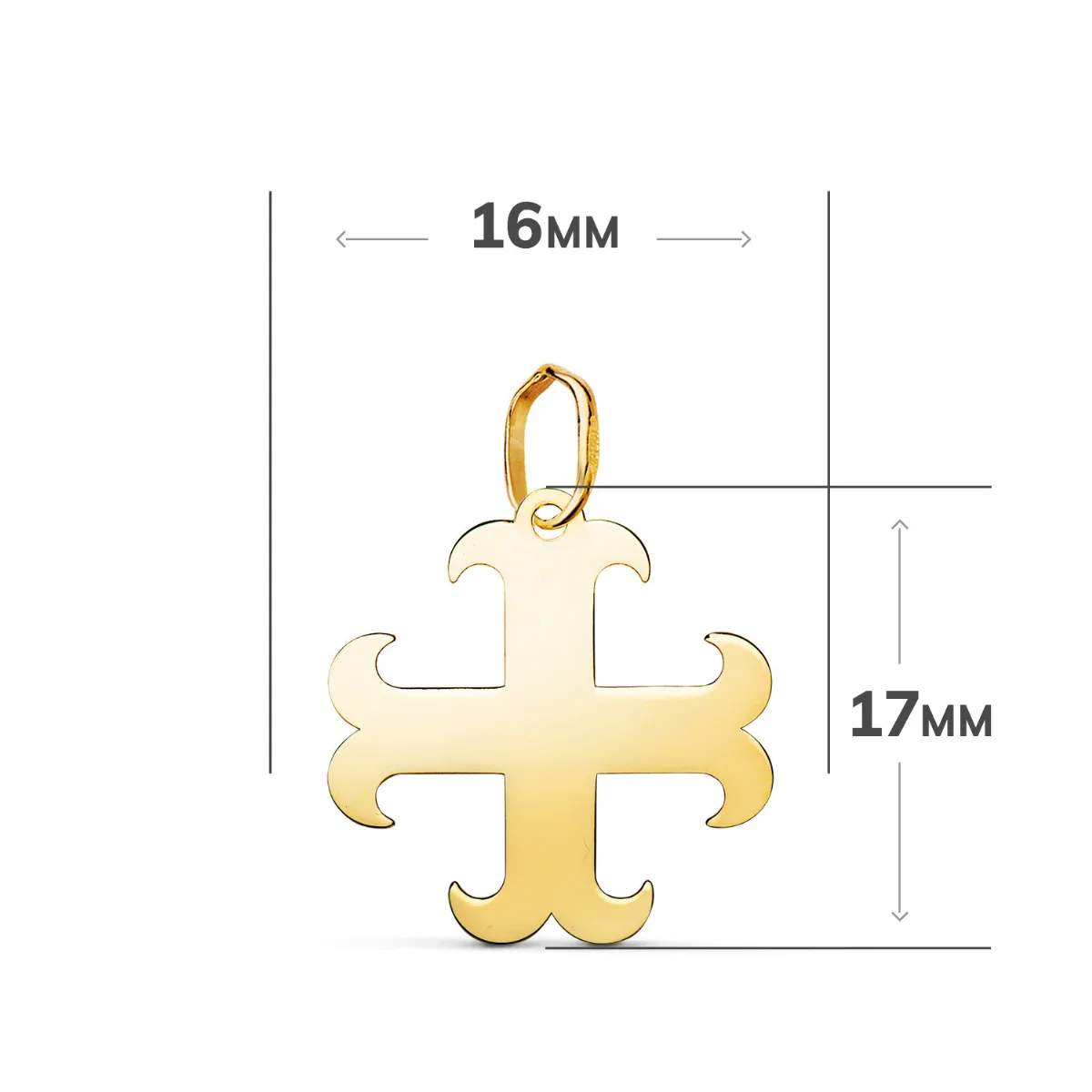 18K COLGANTE ORO AMARILLO CRUZ ANCLADA EN BRILLO. MEDIDA: 17 X 16 MM — vista 2