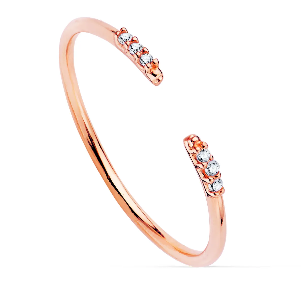 18K SORTIJA ABIERTA ORO ROSA DIAMANTES DE LABORATORIO 0,030QTS.G-VS2. CUERPO REDONDO 1 MM