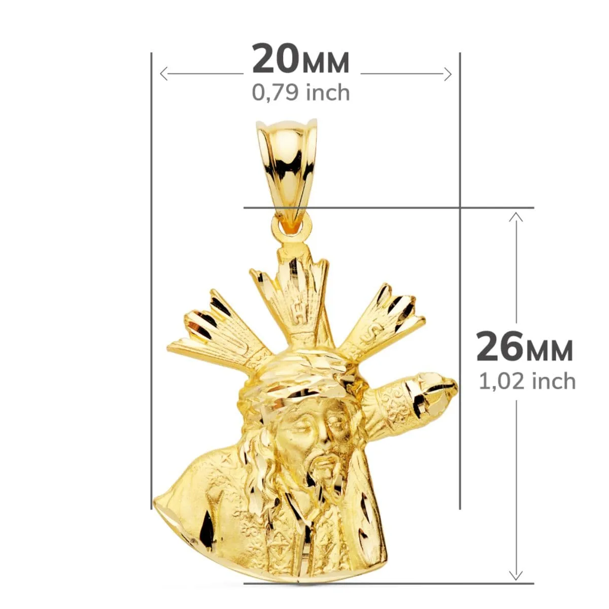 18K COLGANTE CRISTO GRAN PODER SILUETA ORO AMARILLO 24X20 MM — vista 2