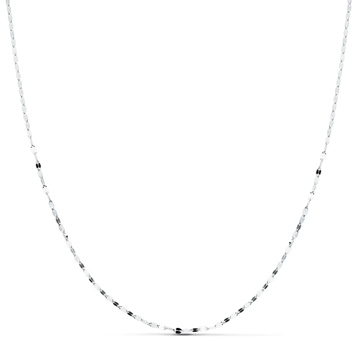 18K CADENA MACIZA ORO BLANCO DIAMANTADA 45CM 1.2 MM