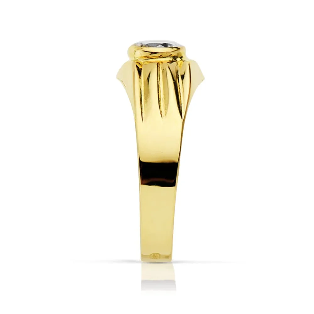 18K SOLITARIO ORO AMARILLO HUECO CON CIRCONITA EN BOCEL DE 5 MM — vista 2