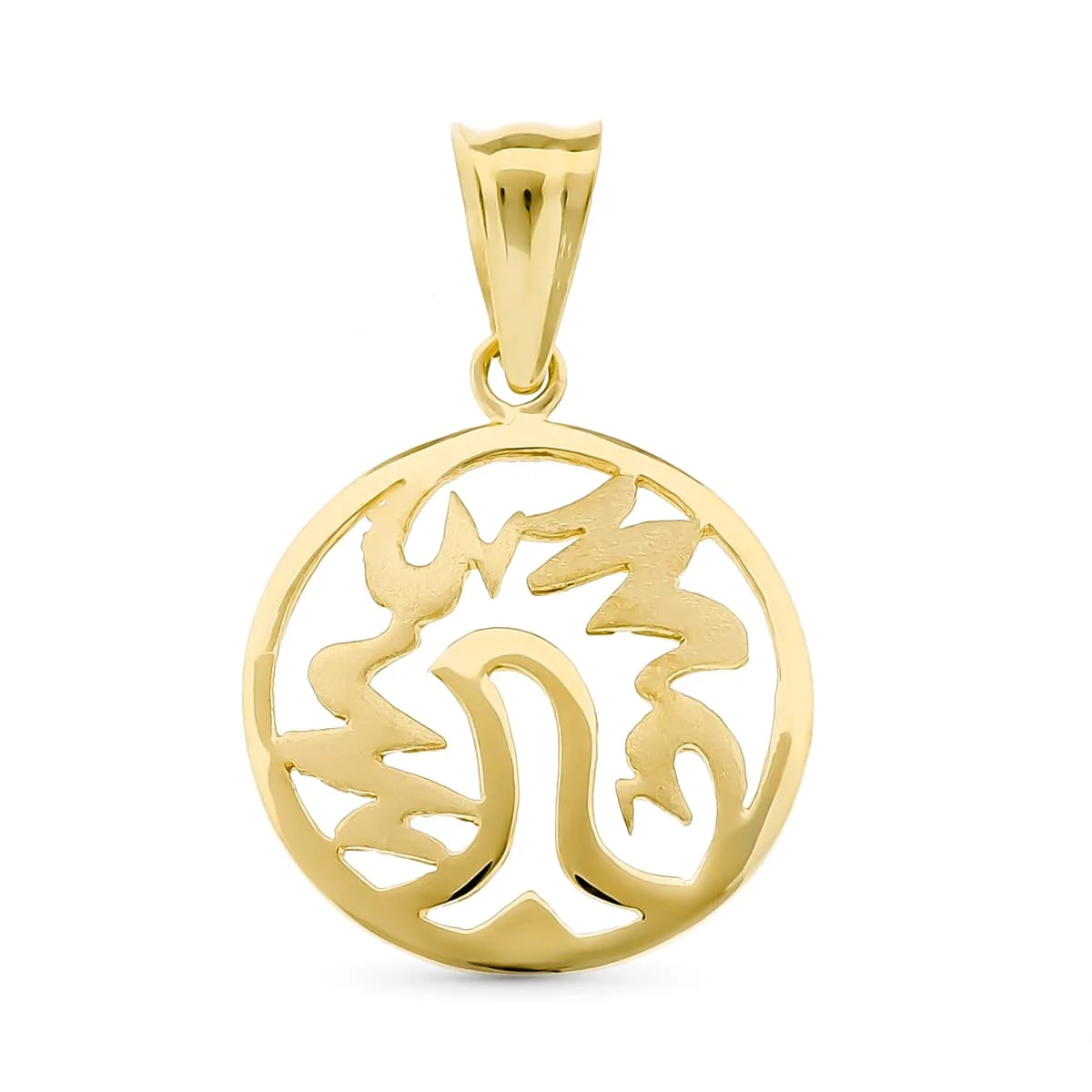 18K COLGANTE ORO AMARILLO MADRE REDONDO MATE Y BRILLO