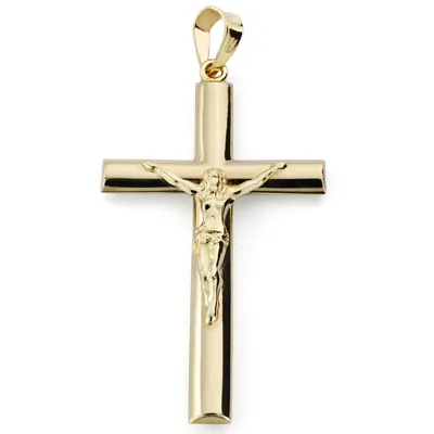 9K CRUZ ORO AMARILLO CRISTO OVAL 34X20 MM