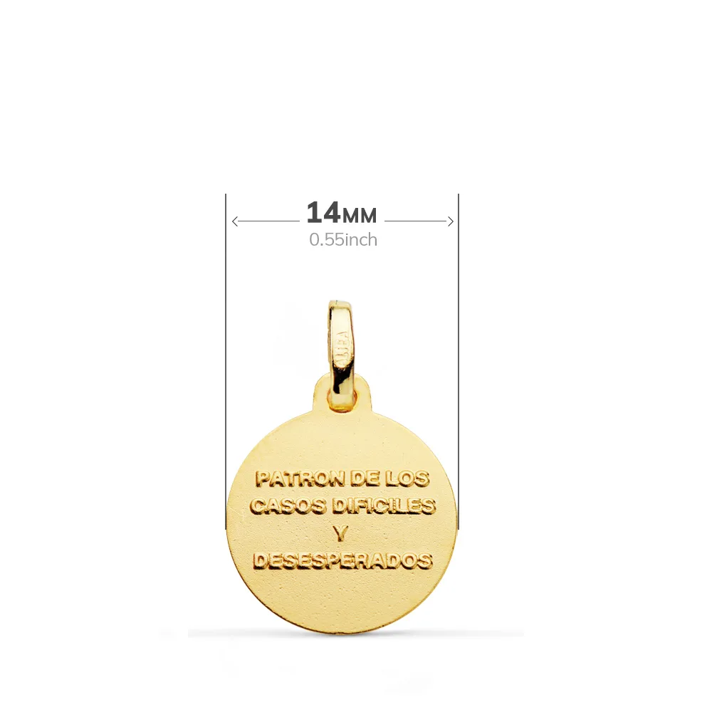 18K MEDALLA ORO AMARILLO SAN JUDAS TADEO TALLADO 14 MM — vista 2