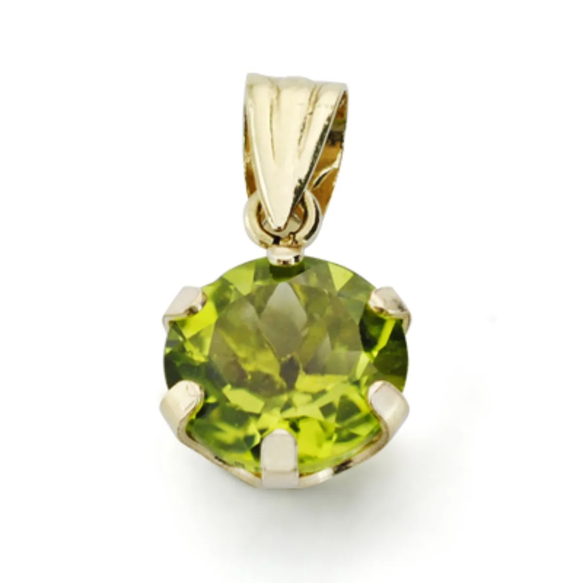 9K COLGANTE ORO AMARILLO OLIVINA 1.95 QTS CON 6 GARRAS 8X8 MM