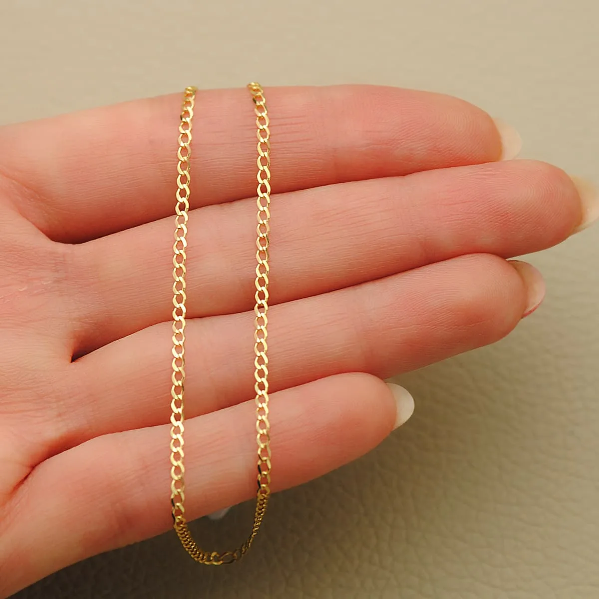 18K CADENA ORO AMARILLO BARBADA MACIZA LARGO 50CM ANCHO 1.5 MM — vista 3