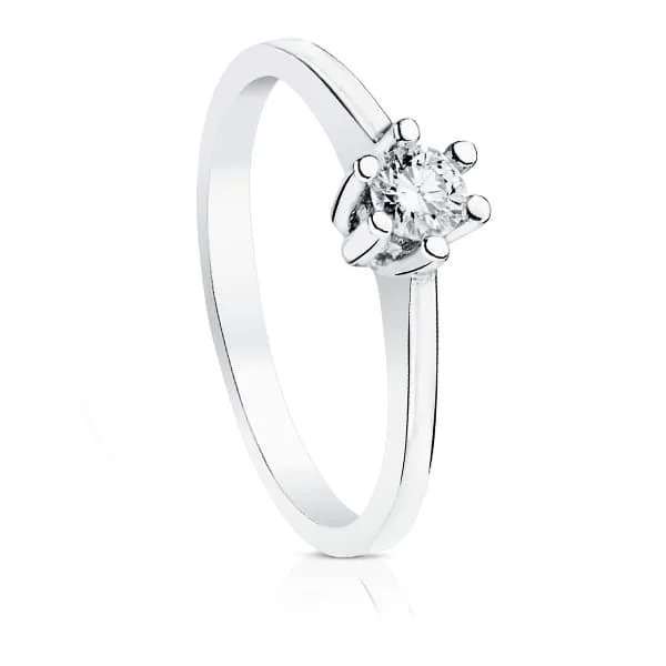 18K SOLITARIO DIAMANTE NATURAL TALLA BRILLANTE ORO BLANCO 0.200 QTS. SI-H