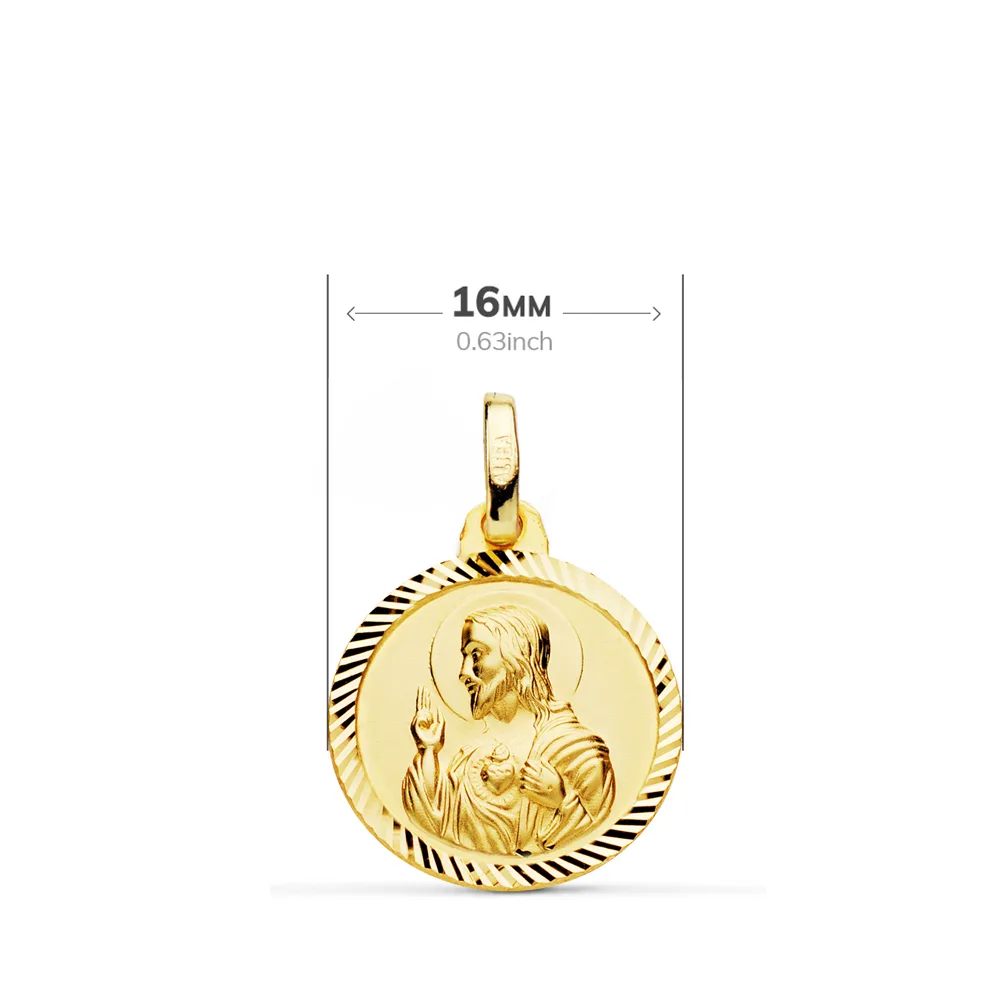 18K ESCAPULARIO ORO AMARILLO HELICE VIRGEN CARMEN Y CORAZON DE JESUS 16 MM — vista 2