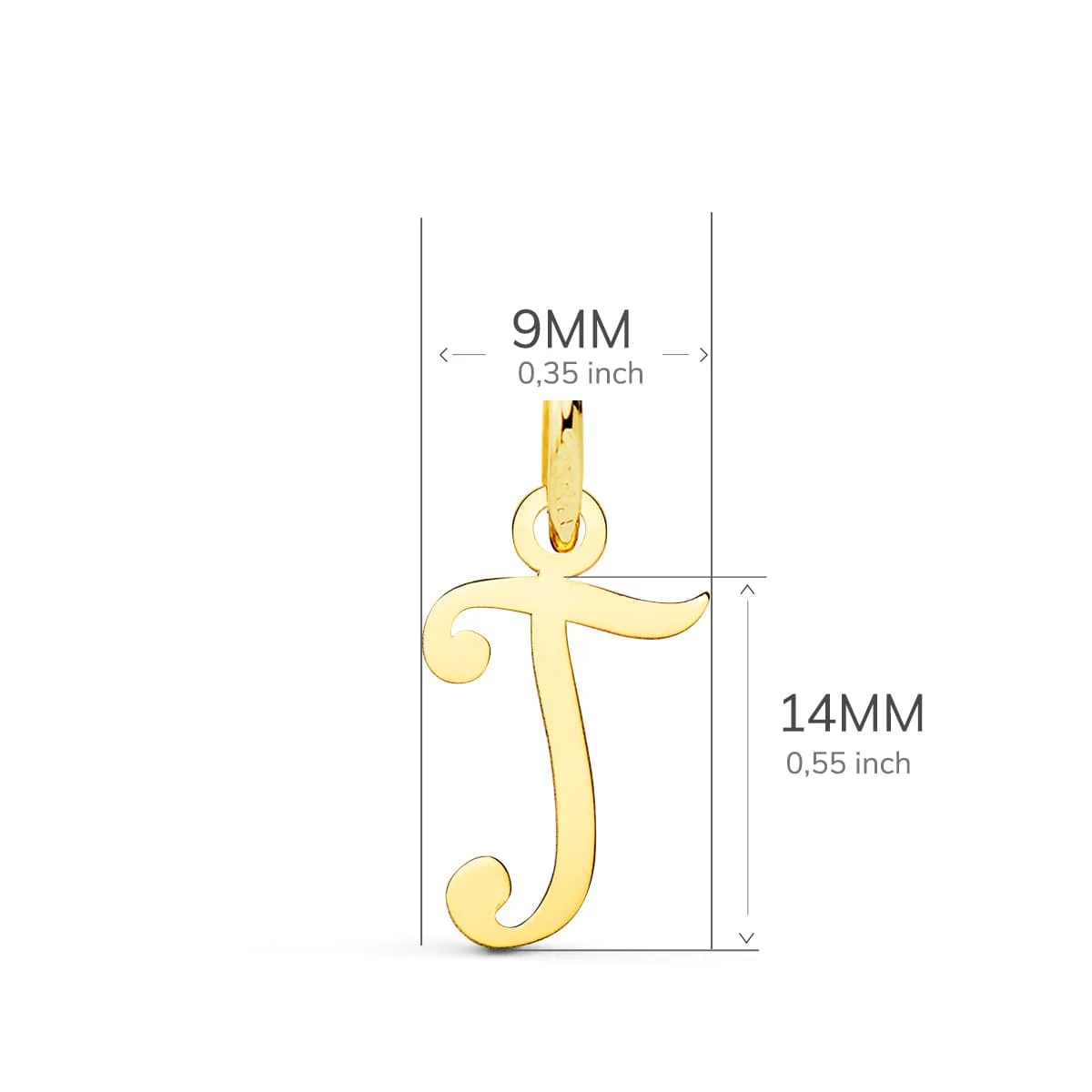 18K COLGANTE ORO AMARILLO LETRA " T " 14X9 MM — vista 2