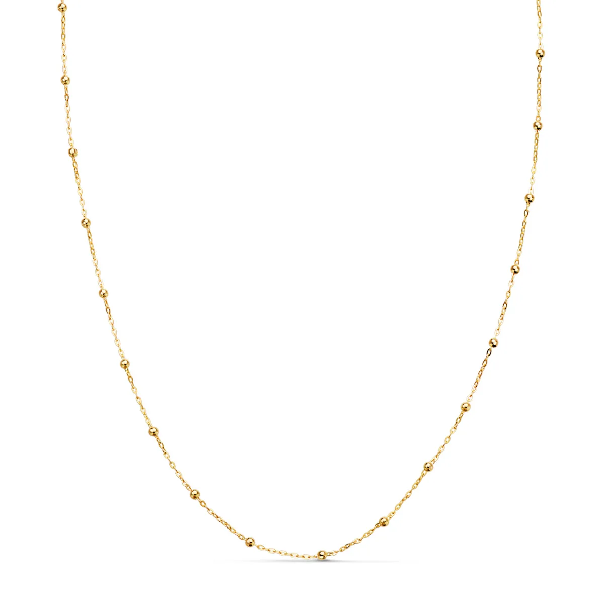 18K CADENA ORO AMARILLO FORZADA CON BOLAS DE 1,3 MM. ANCHO: 0,5 MM LARGO: 45CM