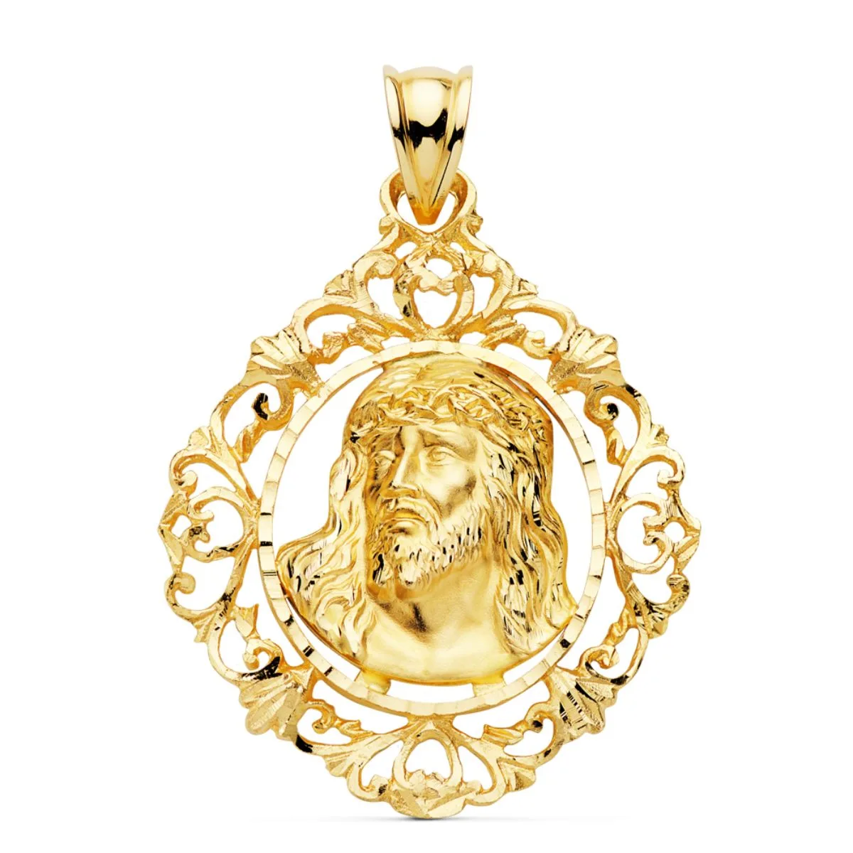 18K COLGANTE CRISTO ORO AMARILLO ESTAMPADO CERCO. 32X29 MM