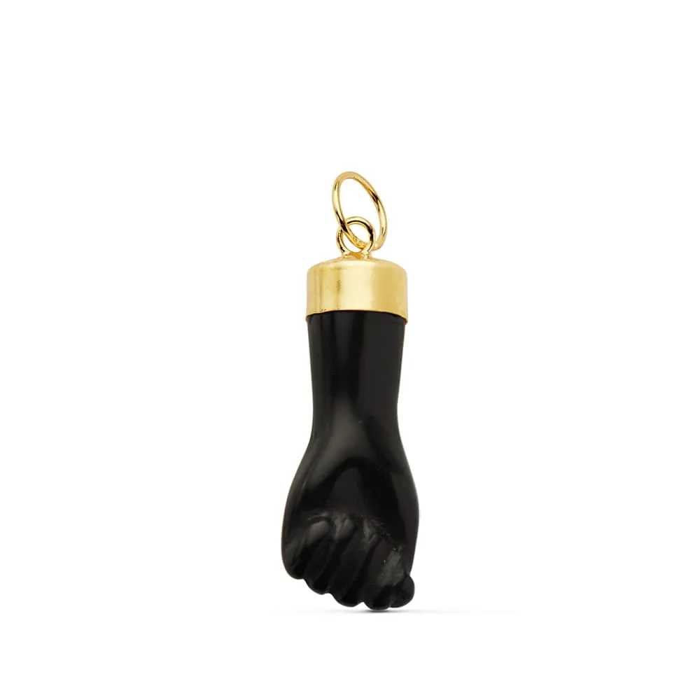 18K COLGANTE ORO AMARILLO HIGA MANO NEGRA 19X8 MM